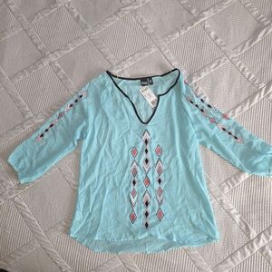 NWT Cruel Women's Sheer Aztec Western Shirt Size M